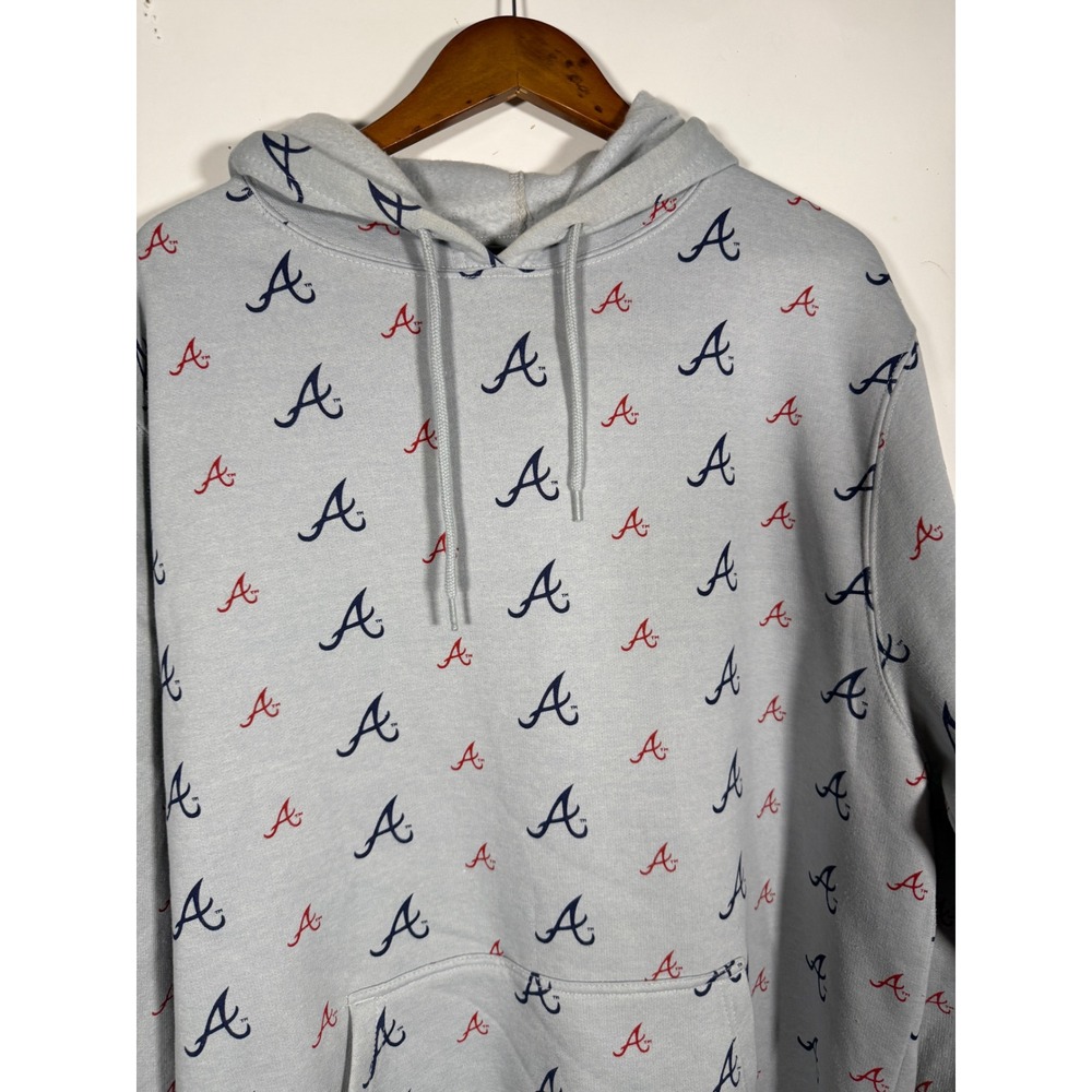 MLB Atlanta Braves Stitches All Over Print Hoodie Mens XL Gray Sweatshirt AOP